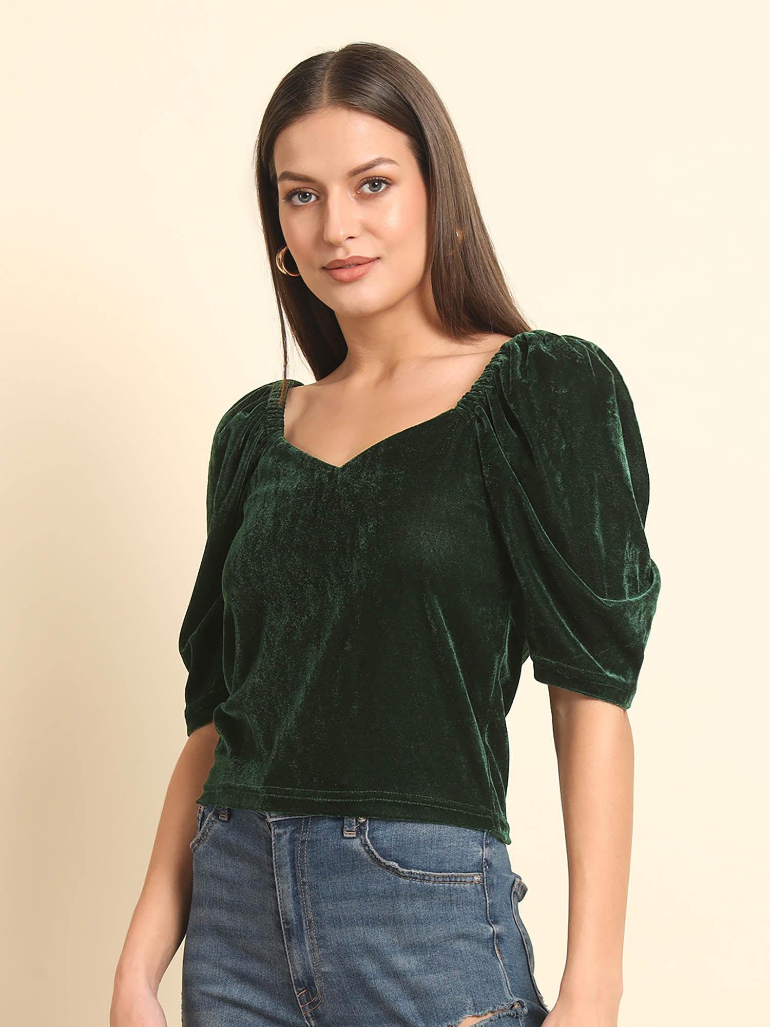 puff sleeve velvet top