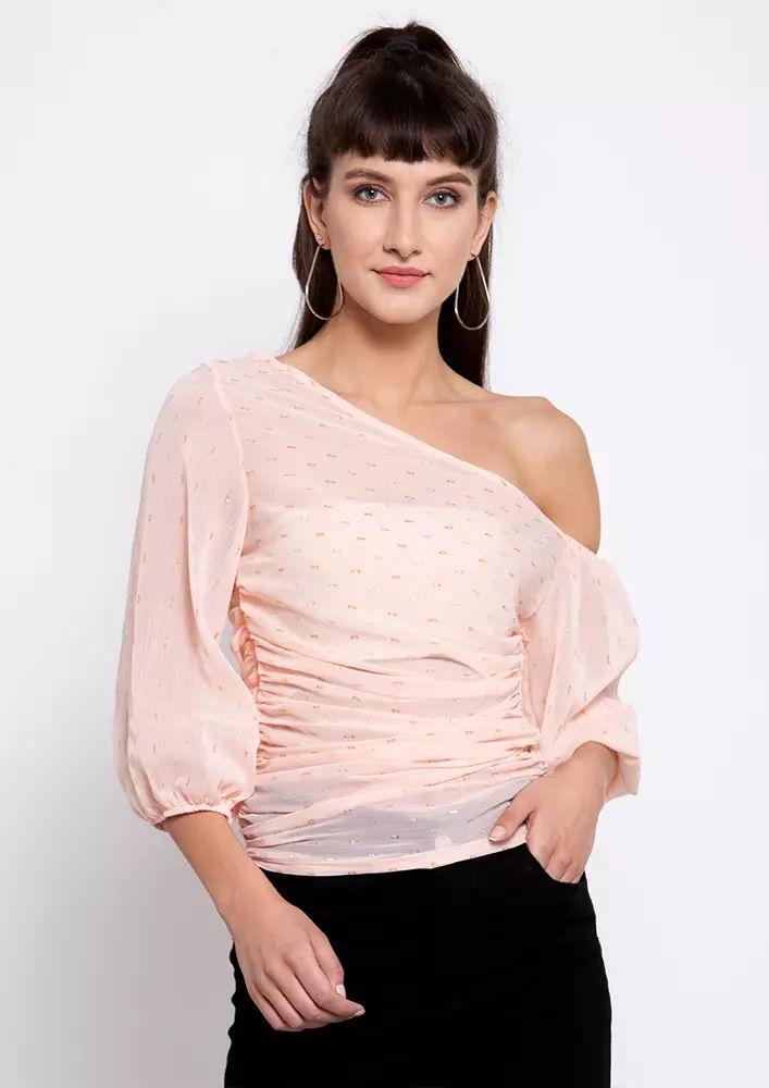 puff sleeves one shoulder top