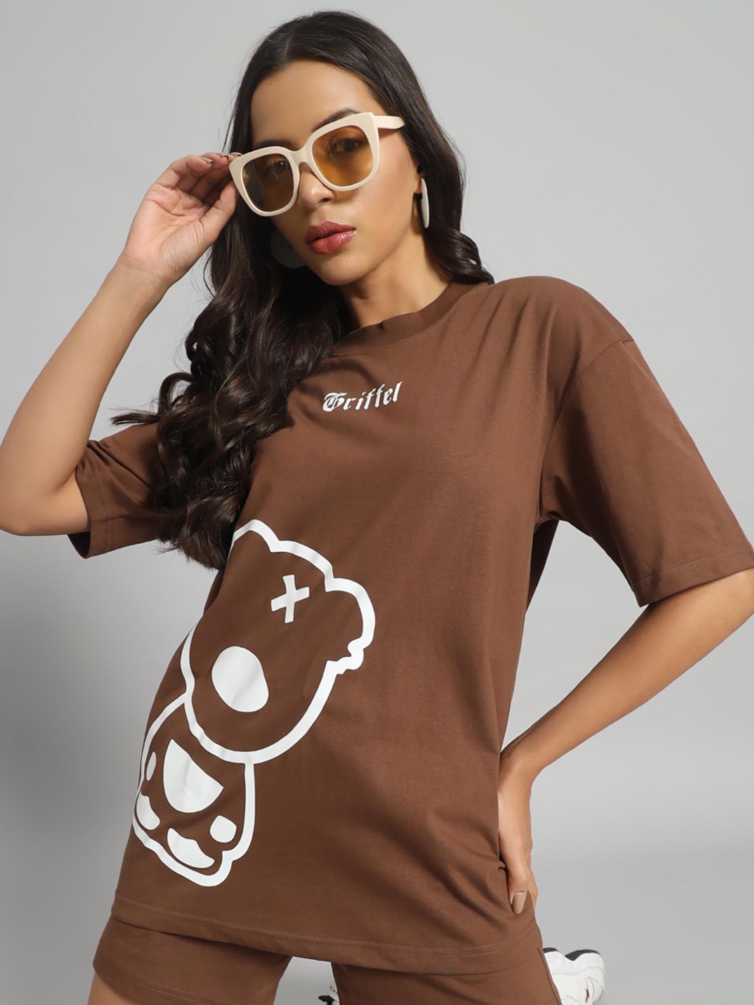 puff teddy oversized camel t-shirt