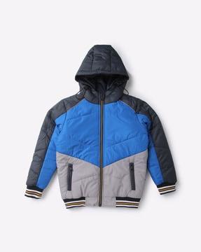 puffer hooded jacket with zip pockets
