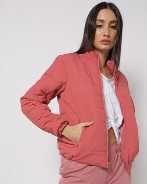 puffer bomber jacket with insert pockets