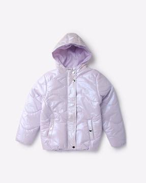 puffer hooded jacket with insert pockets