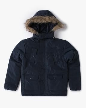 puffer jacket with detachable hoodie