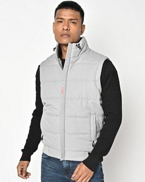 puffer jacket with zipper pockets