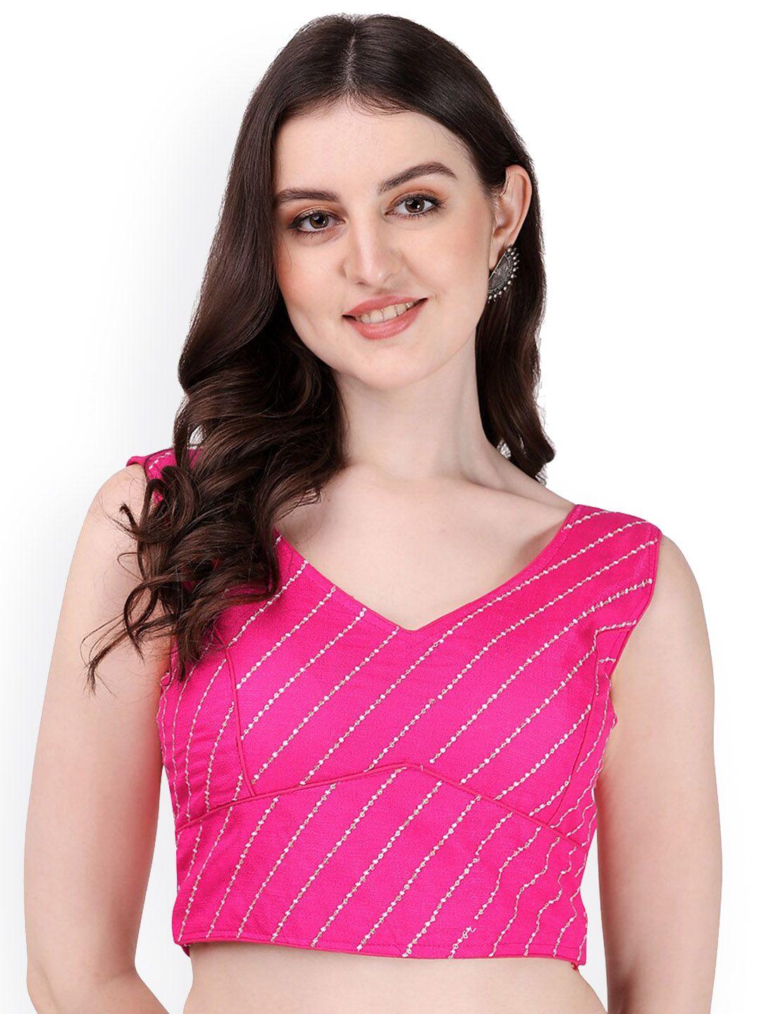 pujia mills embroidered and sequined sleeveless saree blouse