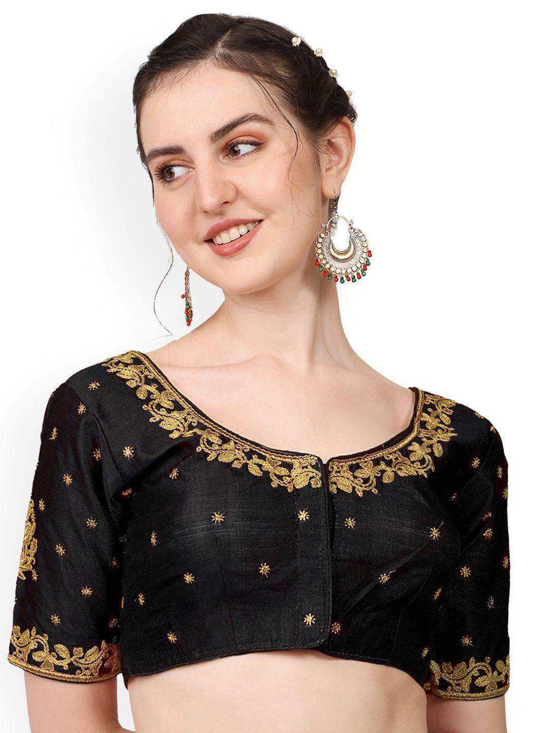 pujia mills embroidered readymade saree blouse