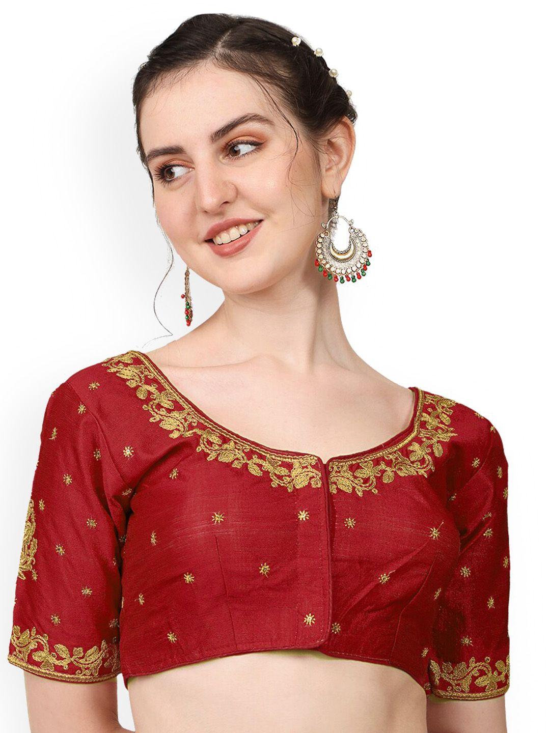 pujia mills embroidered short sleeves saree blouse