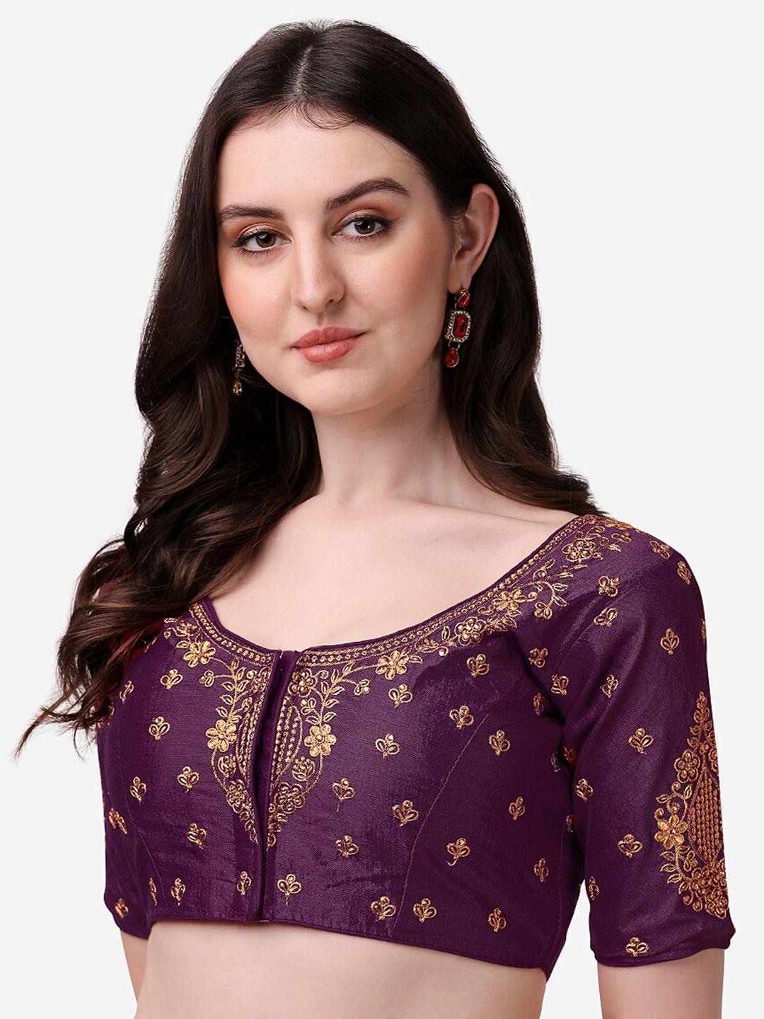 pujia mills embroidered silk saree blouse