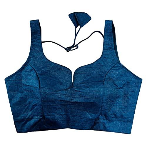 pujia mills women's heavy phantom silk bollywood style sleeveless trendy blouse(veda) (morpeach, 38)