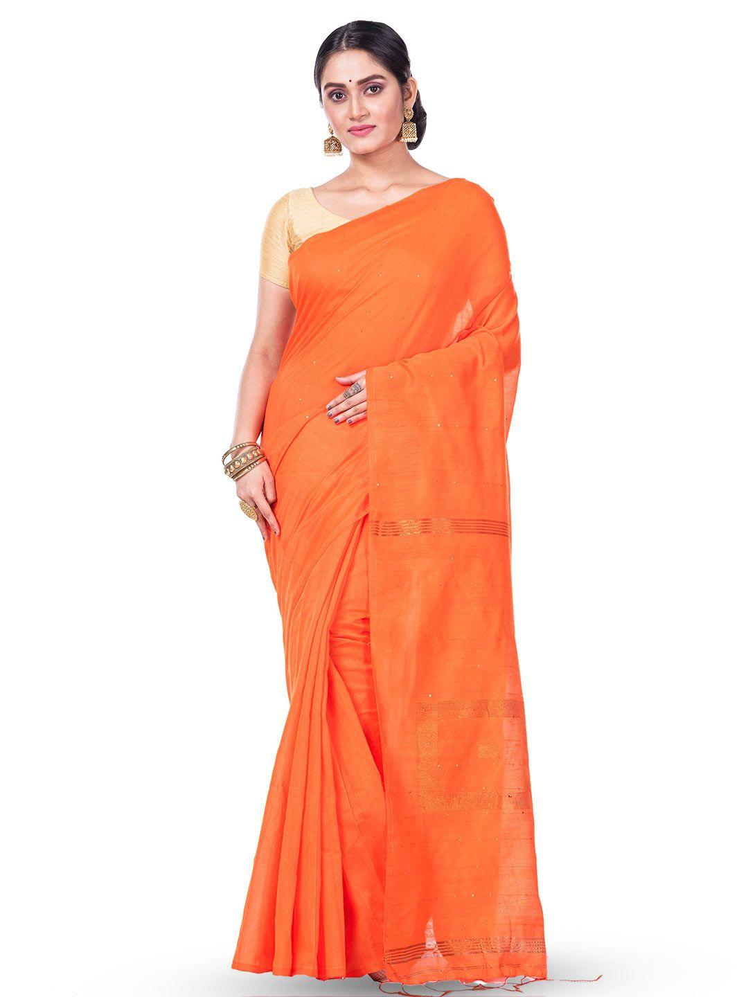 pujoy embellished sequinned taant saree