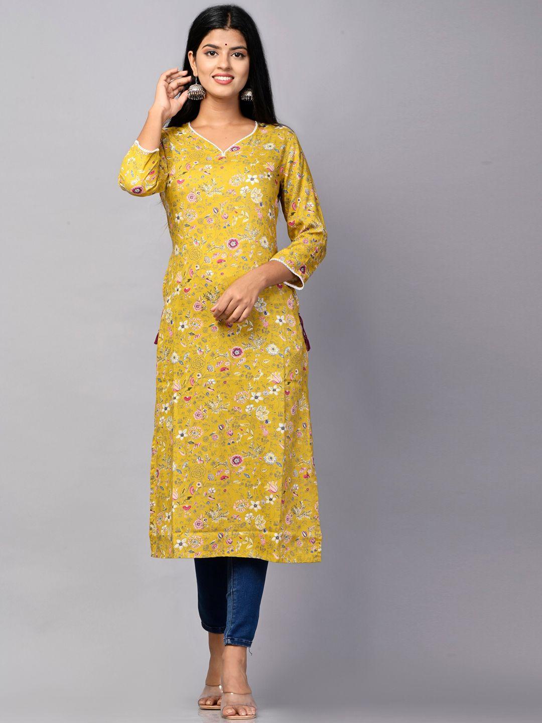 pukhya floral printed straight kurta