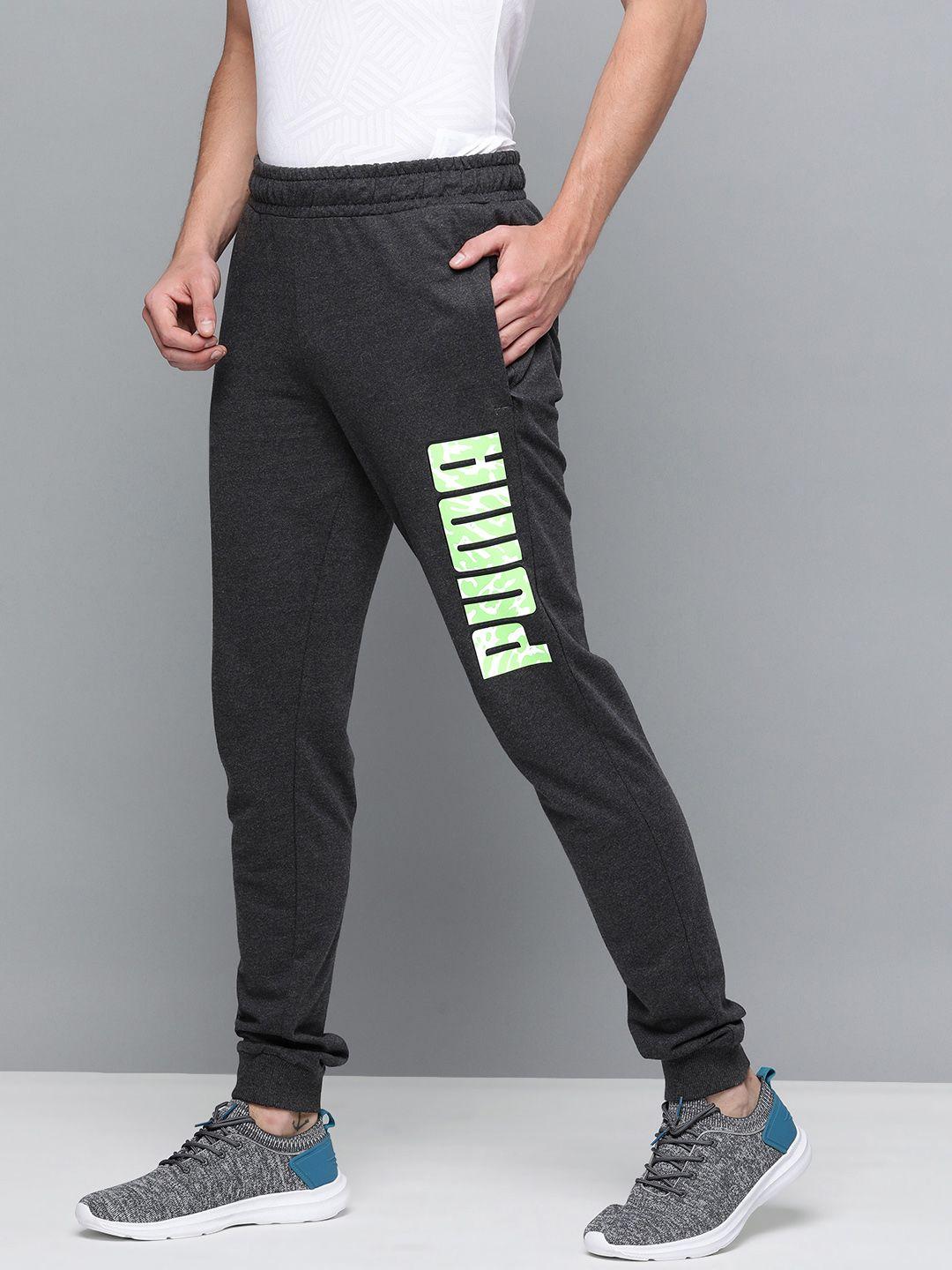 pum men grey graphic brand logo printed slim fit joggers