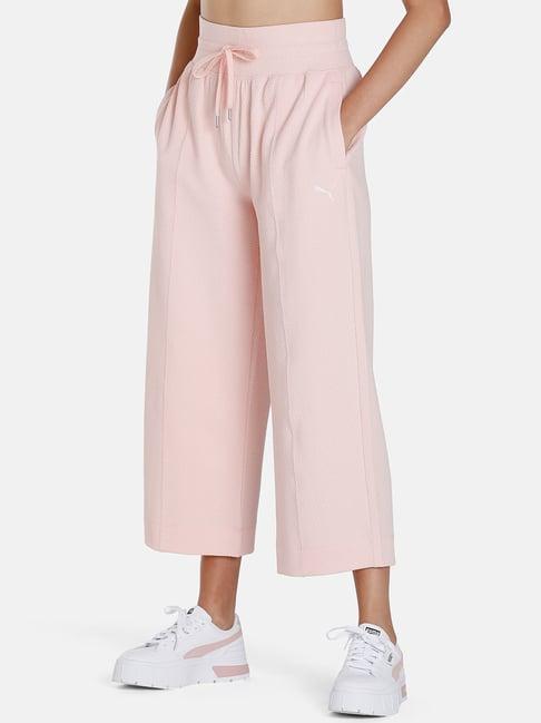 puma baby pink logo print mid rise trousers