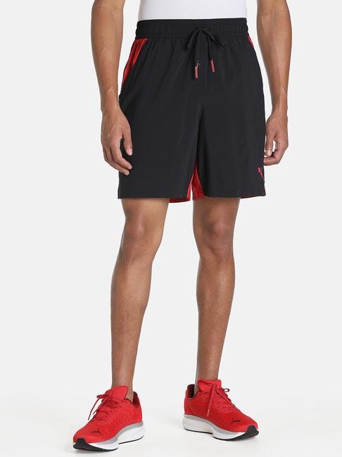 puma black & red regular fit shorts