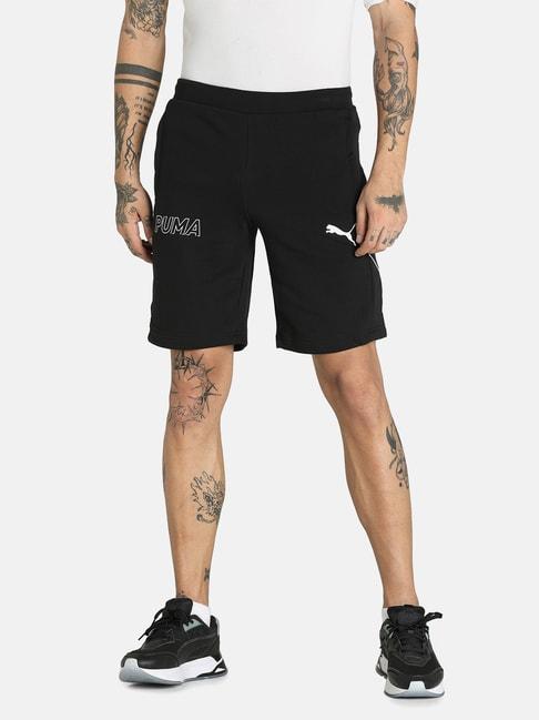 puma-black-cotton-printed-regular-fit-shorts