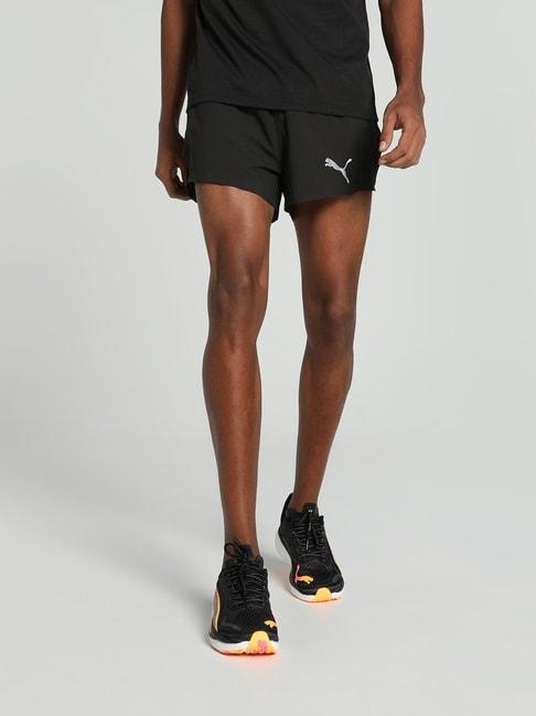 puma black regular fit sports shorts