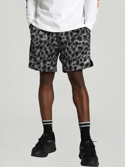 puma black relaxed fit printed shorts