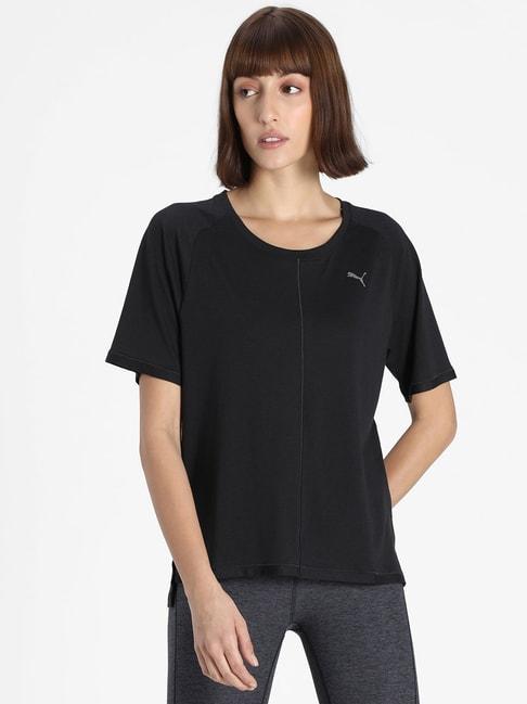 puma black round neck yoga t-shirt