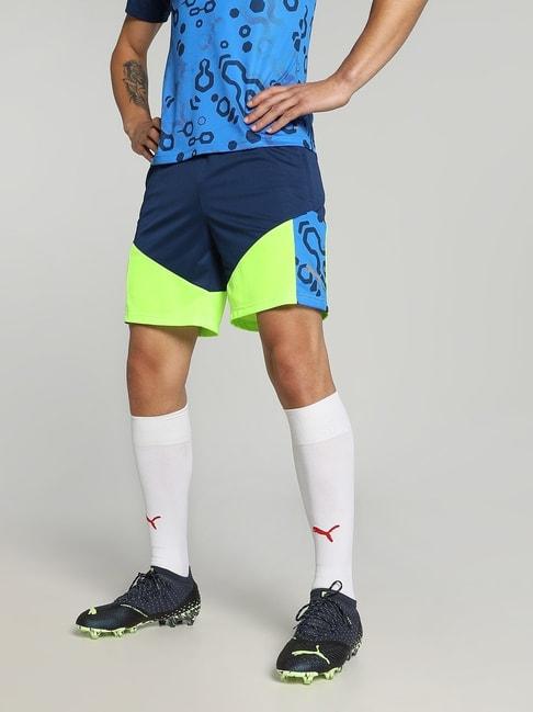 puma blue regular fit colour block sports shorts
