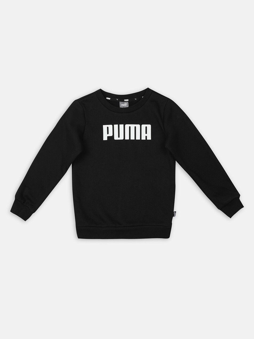 puma boys black cotton ess crew fl sweatshirt