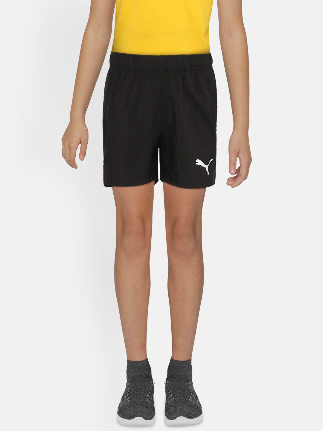 puma boys black solid active sports shorts