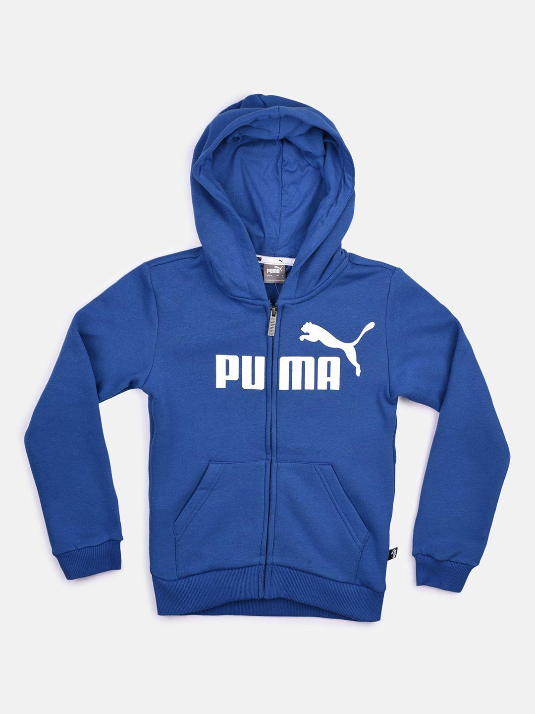 puma boys blue brand logo hooded sporty jacket