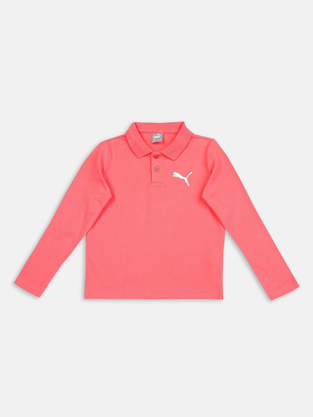 puma boys pink polo collar t-shirt longsleeve boy's polo