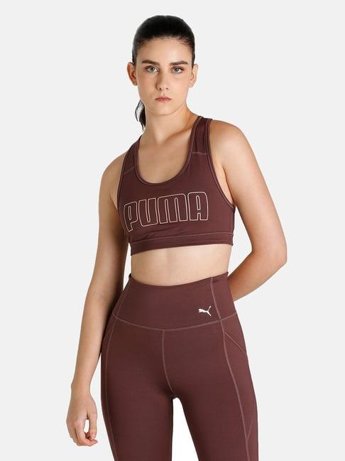 puma brown printed sports bra