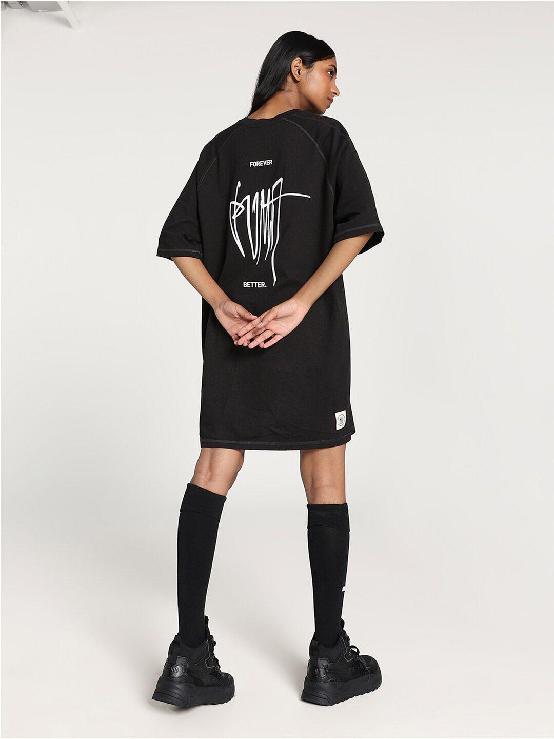 puma classics typography printed relaxed fit cotton t-shirt dresses