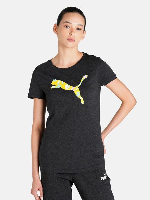 puma dark gray cotton logo print t-shirt