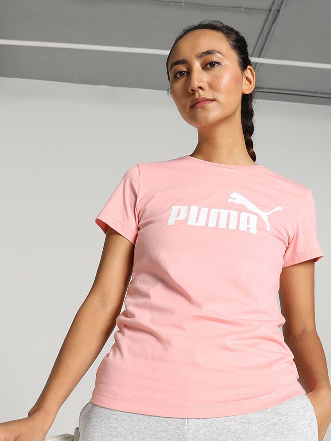 puma ess logo printed cotton t-shirt