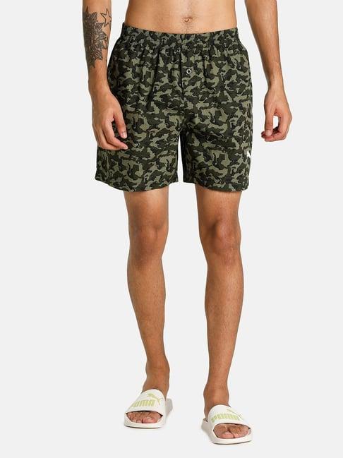 puma forest green regular fit printed boxers