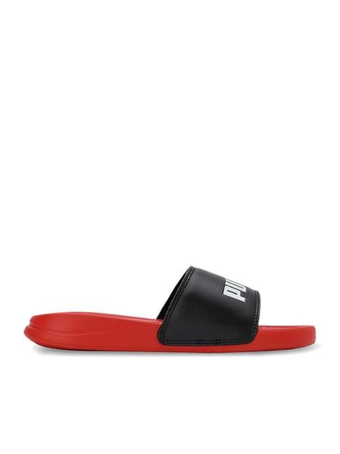 puma kids black & red casual slides