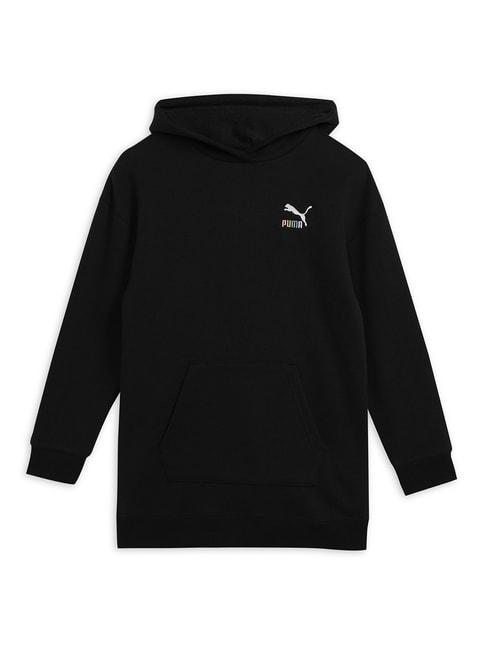 puma kids black solid full sleeves hoodie