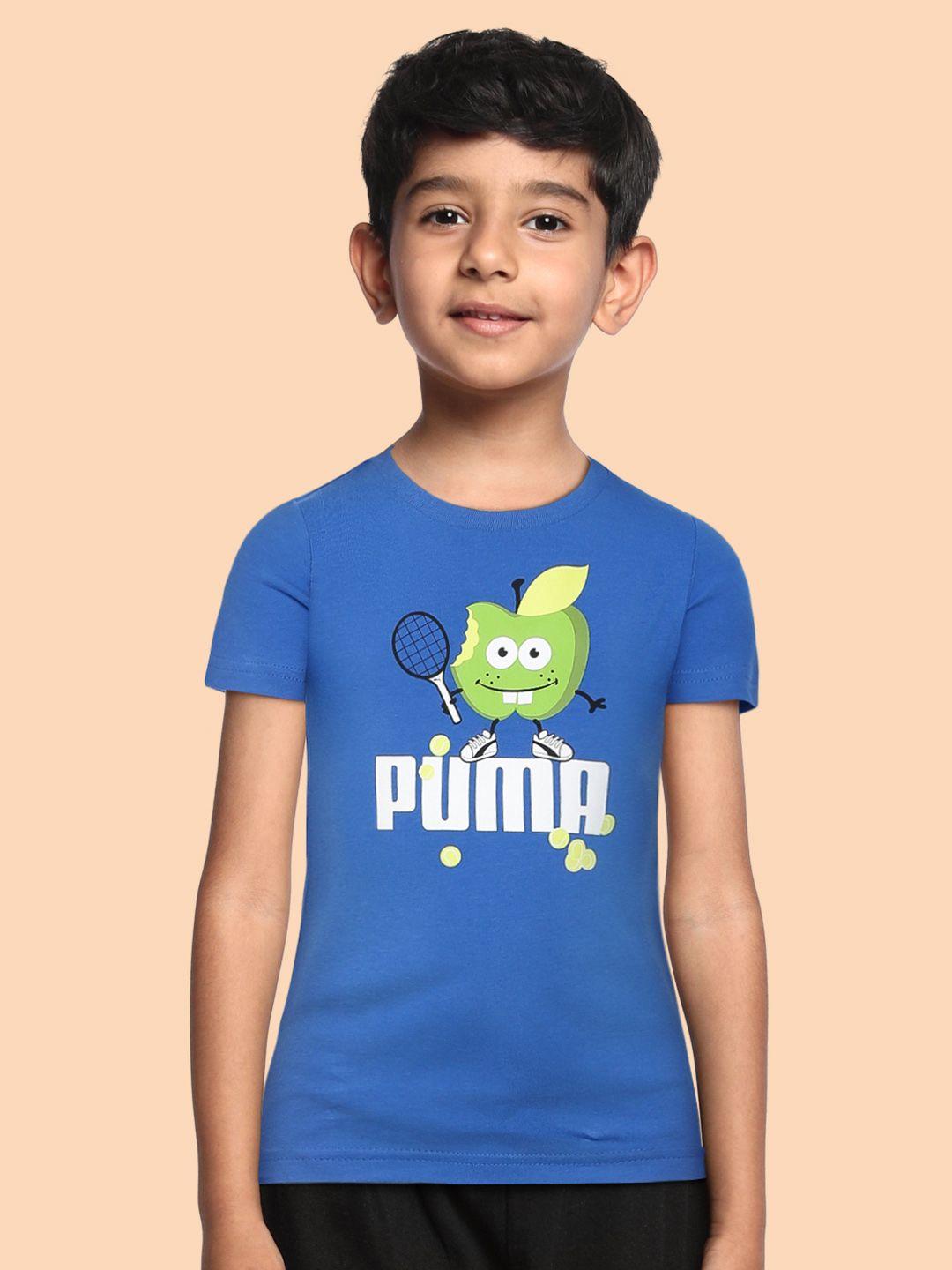 puma kids blue fruitmates printed pure cotton t-shirt