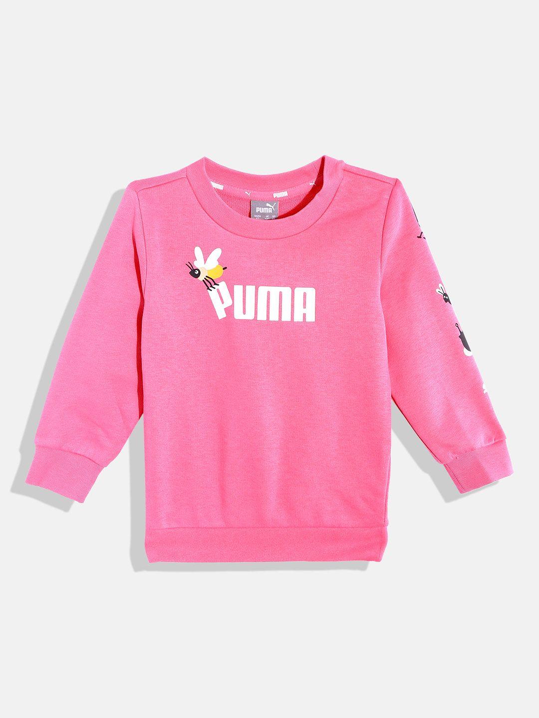 puma kids brand logo print small world crew sweatshirt
