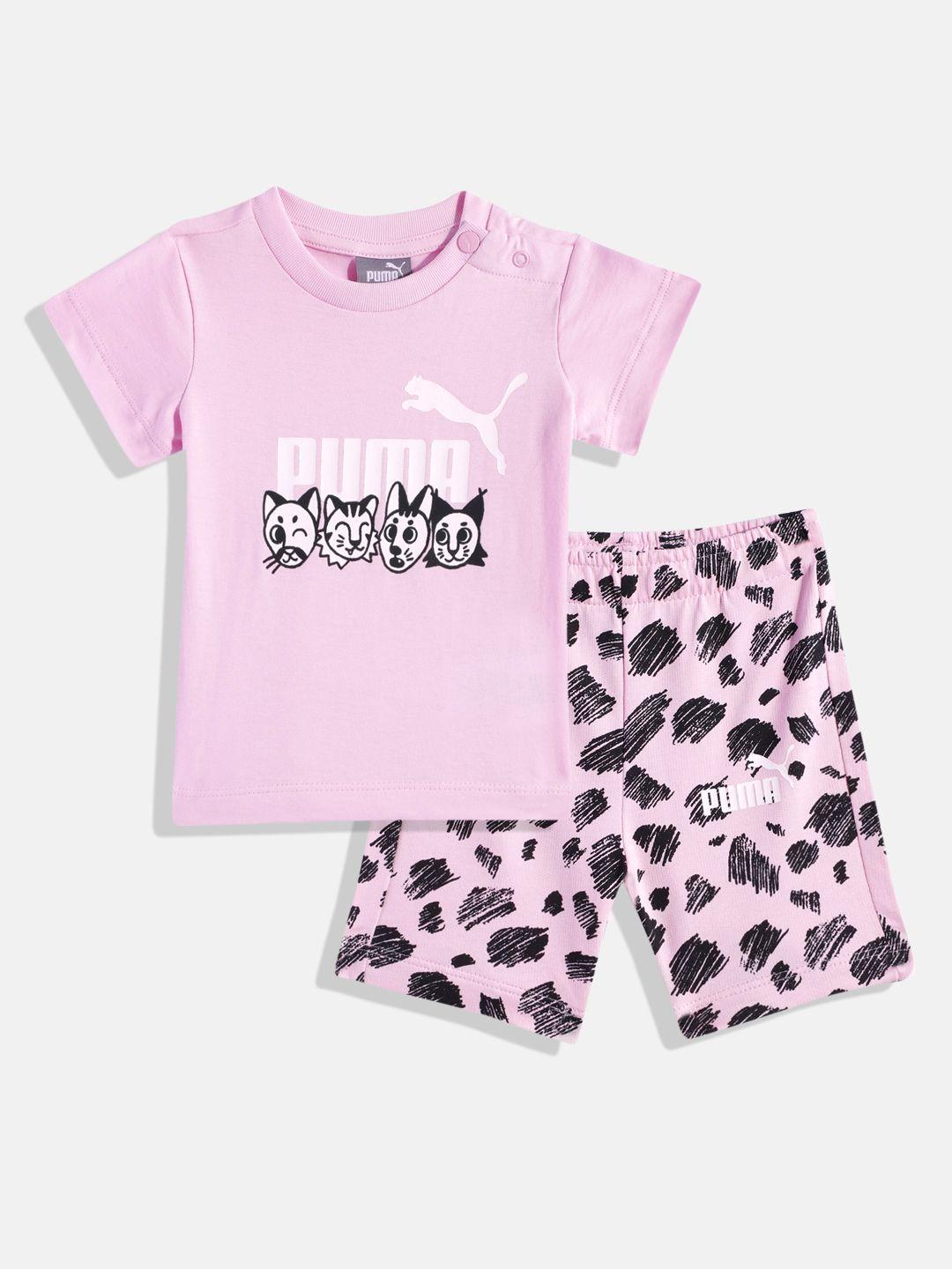 puma kids essential printed pure cotton t-shirt with shorts