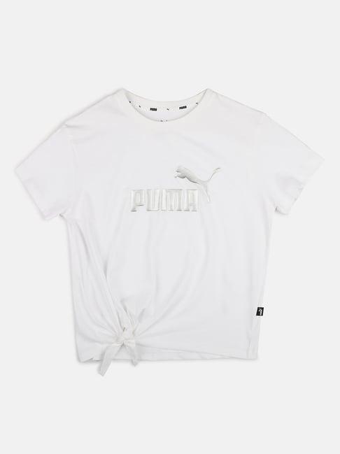 puma kids essentials white logo print cotton top
