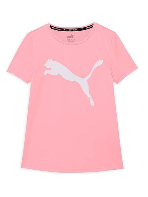 puma kids light pink logo print t-shirt