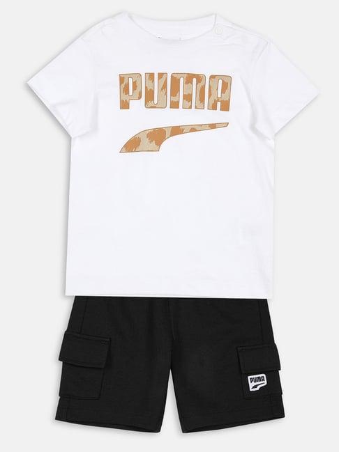 puma kids minicats downtown white & black cotton logo t-shirt set