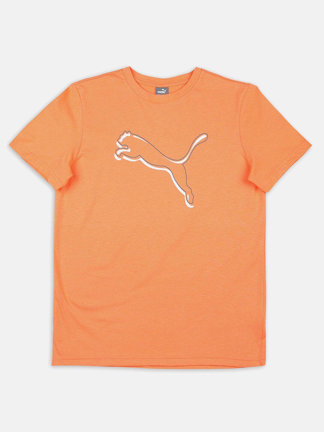 puma kids orange shaded-cat youth t-shirt
