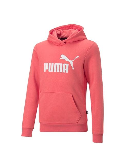 puma kids pink logo print hoodie