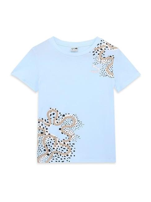 puma kids sky blue printed t-shirt