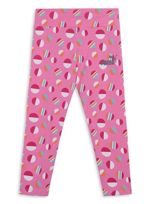 puma kids summer camp fast pink cotton printed leggings