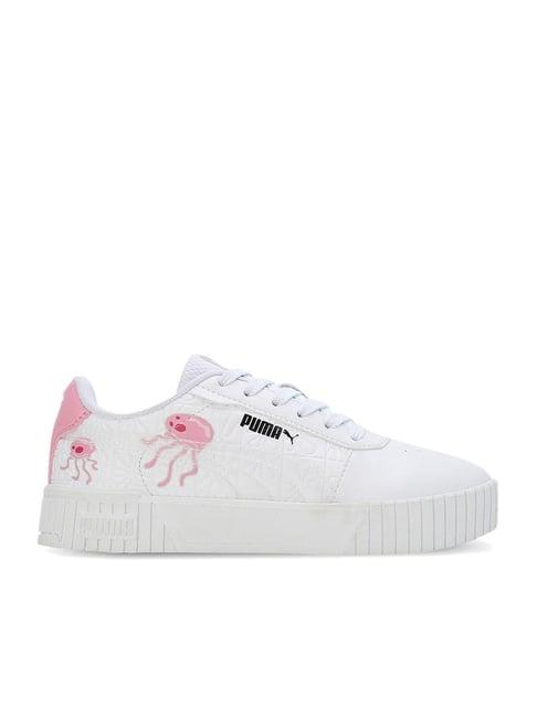 puma kids white & prism pink casual sneakers