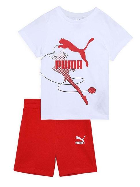 puma kids x miraculous white & red cotton printed t-shirt set