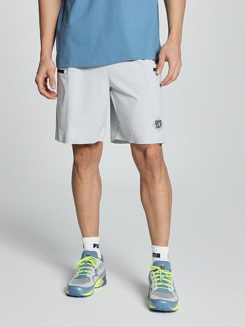 puma light grey relaxed fit printed shorts