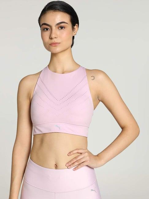 puma lilac printed sports bra
