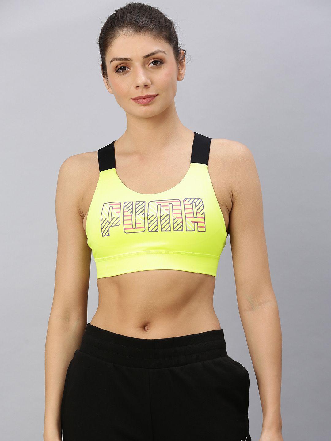 puma-lime-green-&-black-printed-feel-it-non-wired-lightly-padded-training-sports-bra