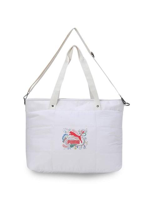 puma logo graphic pristine polyester printed tote handbag
